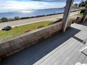 A view of the ocean from an outside deck.